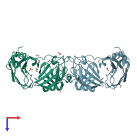 PDB entry 4huc coloured by chain, top view.