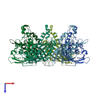 PDB entry 4hud coloured by chain, top view.