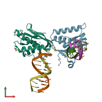 PDB entry 4hue coloured by chain, front view.