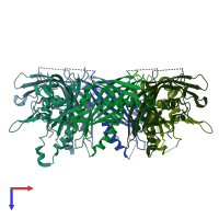 PDB entry 4huh coloured by chain, top view.