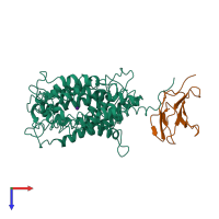 PDB entry 4hul coloured by chain, top view.