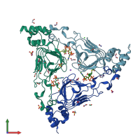 PDB entry 4hur coloured by chain, front view.