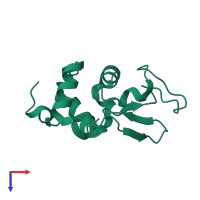 PDB entry 4hv2 coloured by chain, top view.