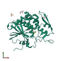 PDB entry 4hv3 coloured by chain, front view.