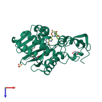PDB entry 4hv3 coloured by chain, top view.