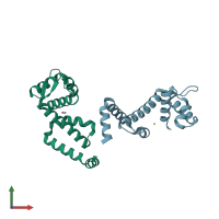 PDB entry 4hv6 coloured by chain, front view.