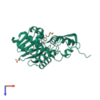 PDB entry 4hv7 coloured by chain, top view.