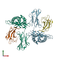 PDB entry 4hv8 coloured by chain, front view.