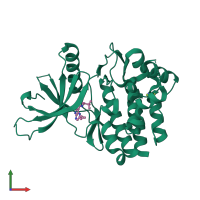 PDB entry 4hvd coloured by chain, front view.