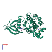 PDB entry 4hvd coloured by chain, top view.