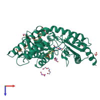 PDB entry 4hvk coloured by chain, top view.