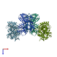 PDB entry 4hvm coloured by chain, top view.