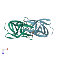 PDB entry 4hvp coloured by chain, top view.