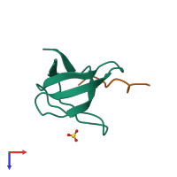 PDB entry 4hvv coloured by chain, top view.