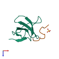 PDB entry 4hvw coloured by chain, top view.