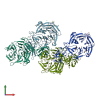 PDB entry 4hw6 coloured by chain, front view.
