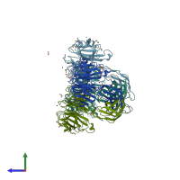 PDB entry 4hw6 coloured by chain, side view.