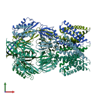 PDB entry 4hwa coloured by chain, front view.