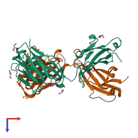 PDB entry 4hwe coloured by chain, top view.
