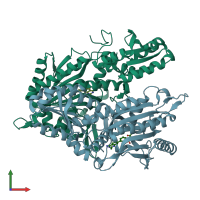 PDB entry 4hwp coloured by chain, front view.