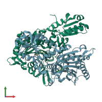 PDB entry 4hwr coloured by chain, front view.