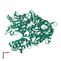 Threonine--tRNA ligase in PDB entry 4hwr, assembly 1, top view.