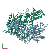 PDB entry 4hws coloured by chain, front view.