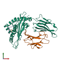 PDB entry 4hx1 coloured by chain, front view.