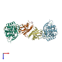 PDB entry 4hx2 coloured by chain, top view.