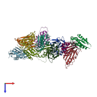 PDB entry 4hx3 coloured by chain, top view.