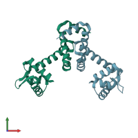 PDB entry 4hx8 coloured by chain, front view.