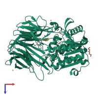 PDB entry 4hxe coloured by chain, top view.