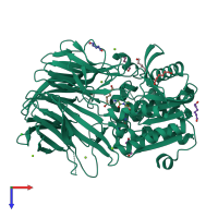 PDB entry 4hxf coloured by chain, top view.