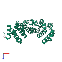 PDB entry 4hxt coloured by chain, top view.