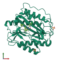 PDB entry 4hxx coloured by chain, front view.