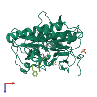 PDB entry 4hxx coloured by chain, top view.