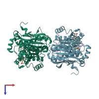PDB entry 4hxy coloured by chain, top view.