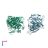 PDB entry 4hxz coloured by chain, top view.