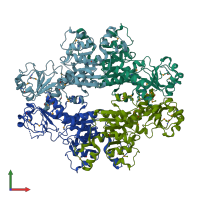 PDB entry 4hy3 coloured by chain, front view.