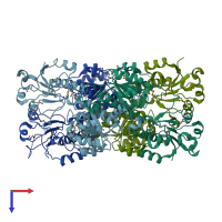 PDB entry 4hy3 coloured by chain, top view.