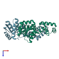 PDB entry 4hye coloured by chain, top view.