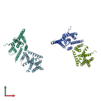PDB entry 4hyg coloured by chain, front view.
