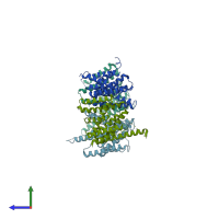 PDB entry 4hyg coloured by chain, side view.