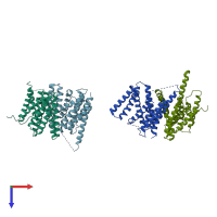 PDB entry 4hyg coloured by chain, top view.