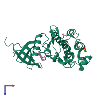 PDB entry 4hyi coloured by chain, top view.