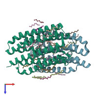 PDB entry 4hyj coloured by chain, top view.