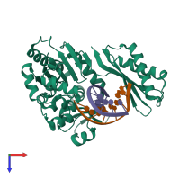 PDB entry 4hyk coloured by chain, top view.