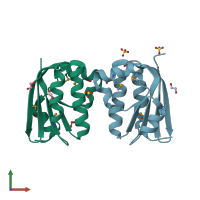 PDB entry 4hyl coloured by chain, front view.