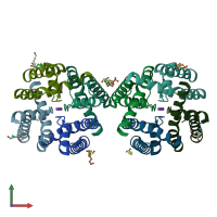 PDB entry 4hyo coloured by chain, front view.