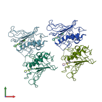 PDB entry 4hyp coloured by chain, front view.